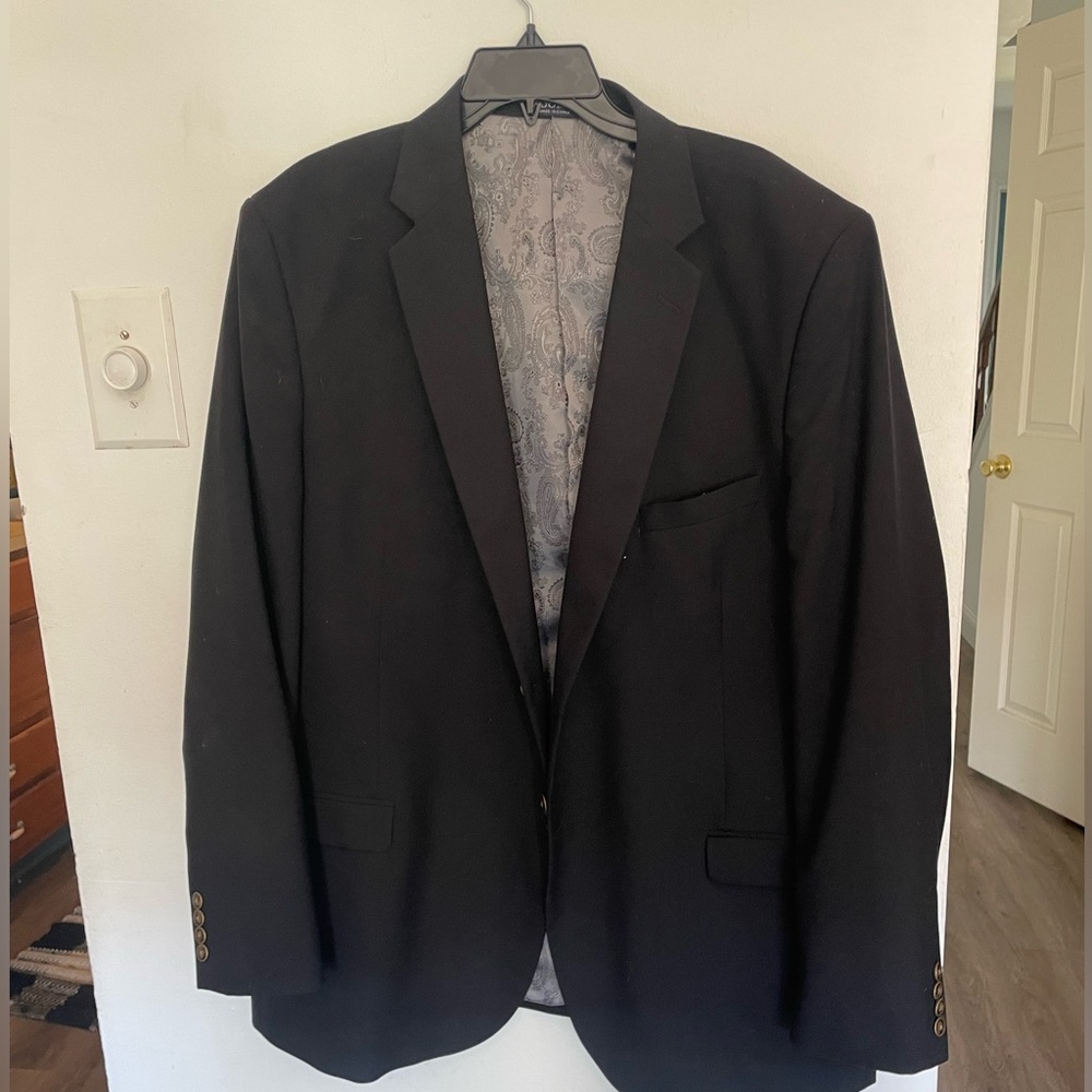Men’s Adolfo Black Suit Jacket Comfort Fit 48L